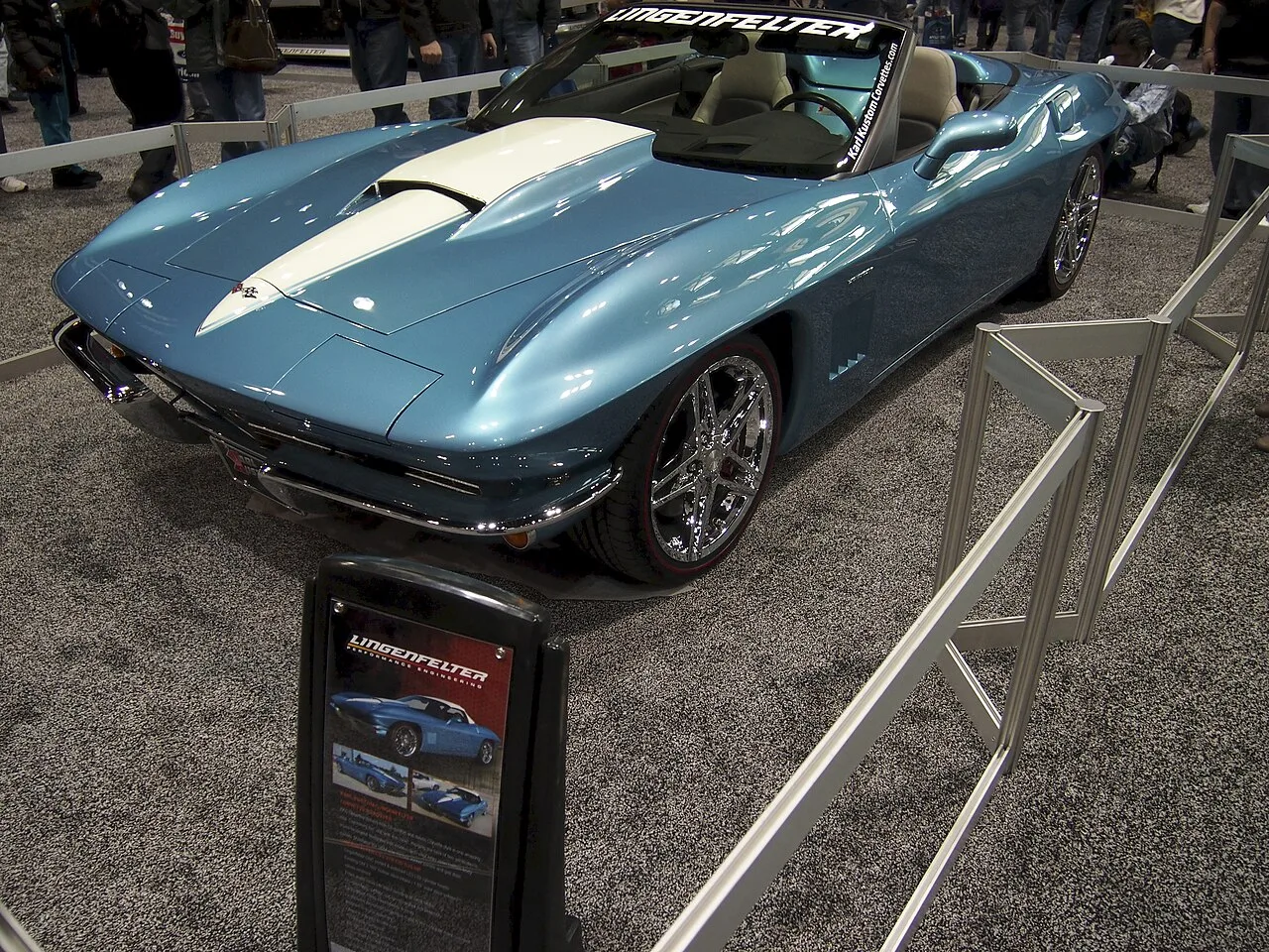 Lingenfelter Corvette C6 twin-turbo met open motorkap en zichtbare turboinstallatie op een testbaan